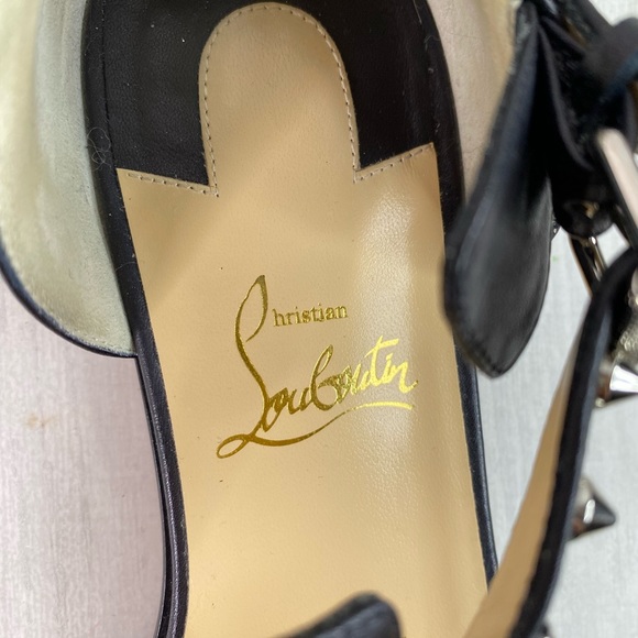 Christian Louboutin LoubiClou Studded Caged Leather Gladiator Sandals Sz 37.5 - Picture 11 of 14